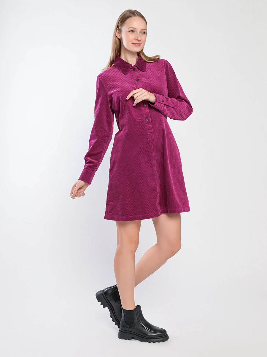 Платье-мини вельветовое сиреневого цвета